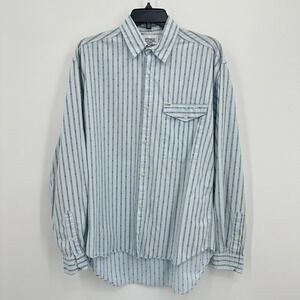 Vintage Cosi Button Up Shirt Mens M Blue Purple Striped Work Office Retro Cowboy